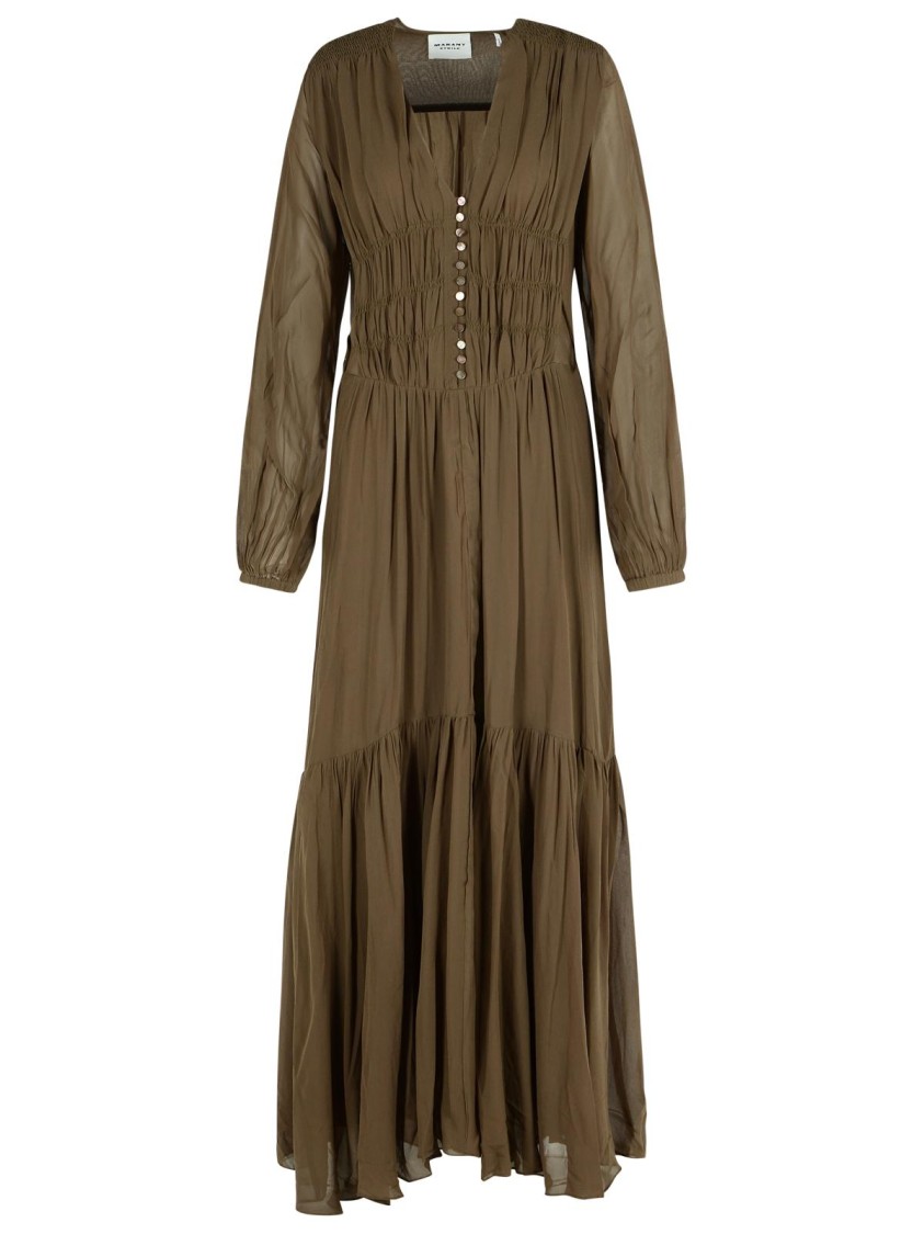Isabel Marant Étoile Viscose Dress Button Detailing In Green