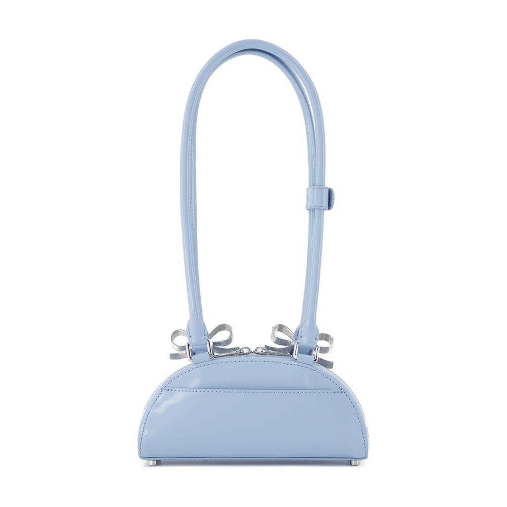 Shop Self-portrait Curved Mini Shoulder Bag - Leather - Blue