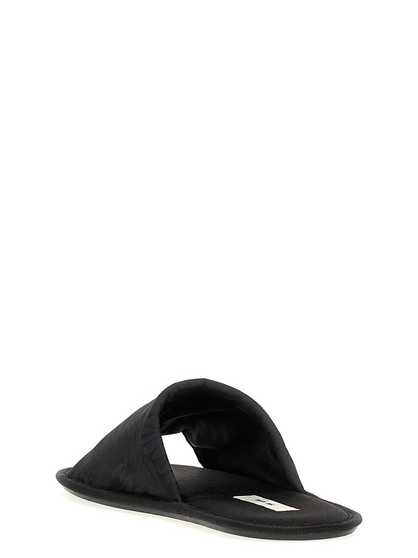 The Row Frances Slipper Open Toe Flats In Black