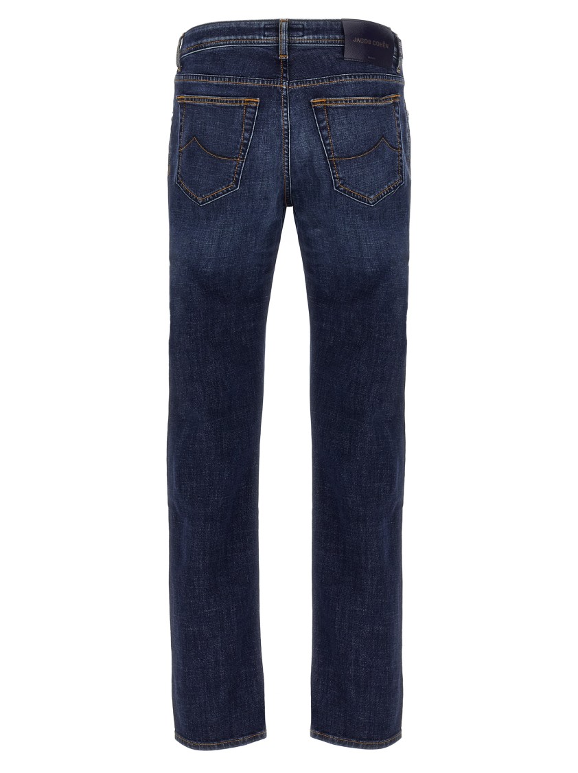 Jacob Cohen Straight Cut Stretch Cotton Jeans In Blue