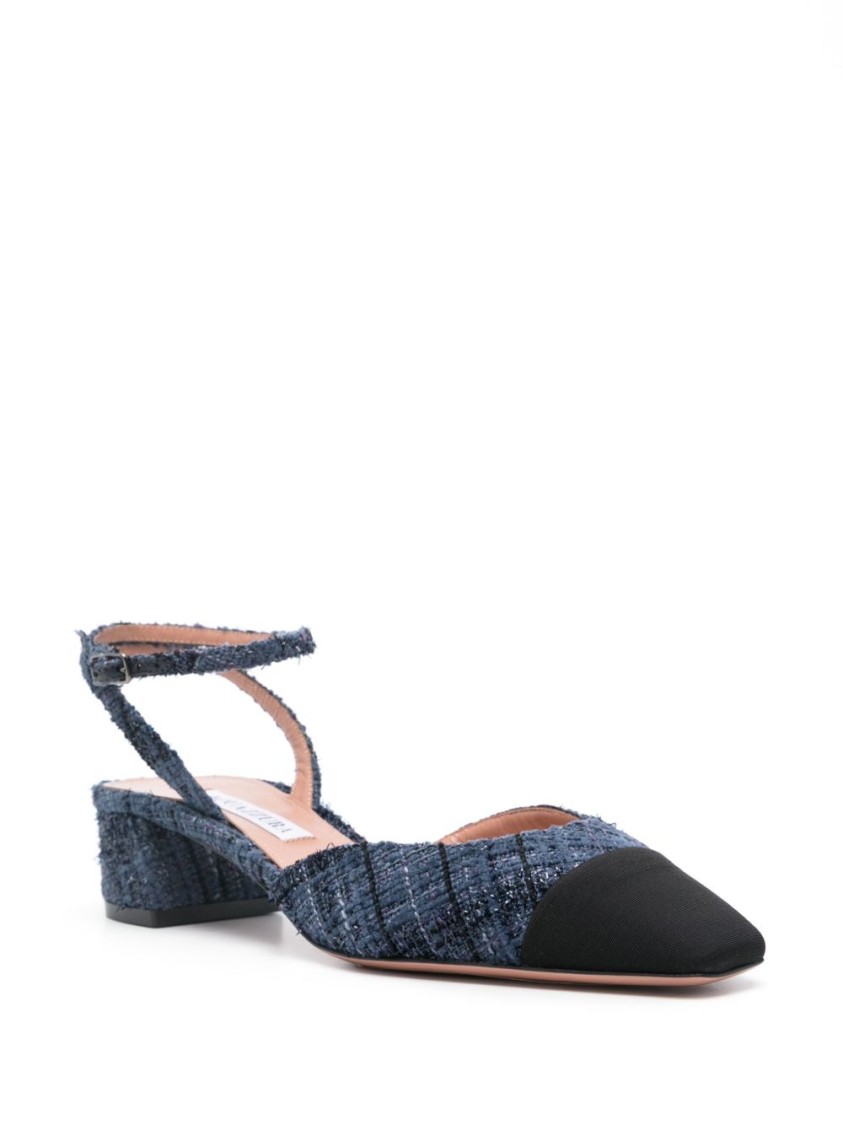 Aquazzura Pointed Toe Pump With Ankle Strap In Gray