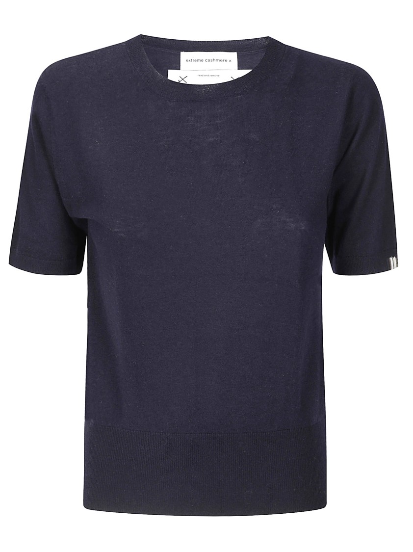 Extreme Cashmere Short-sleeved Merino Wool And Cashmere Sweater In Blue
