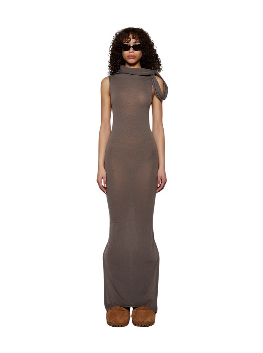Rick Owens Banded T Dress Dust In Grey