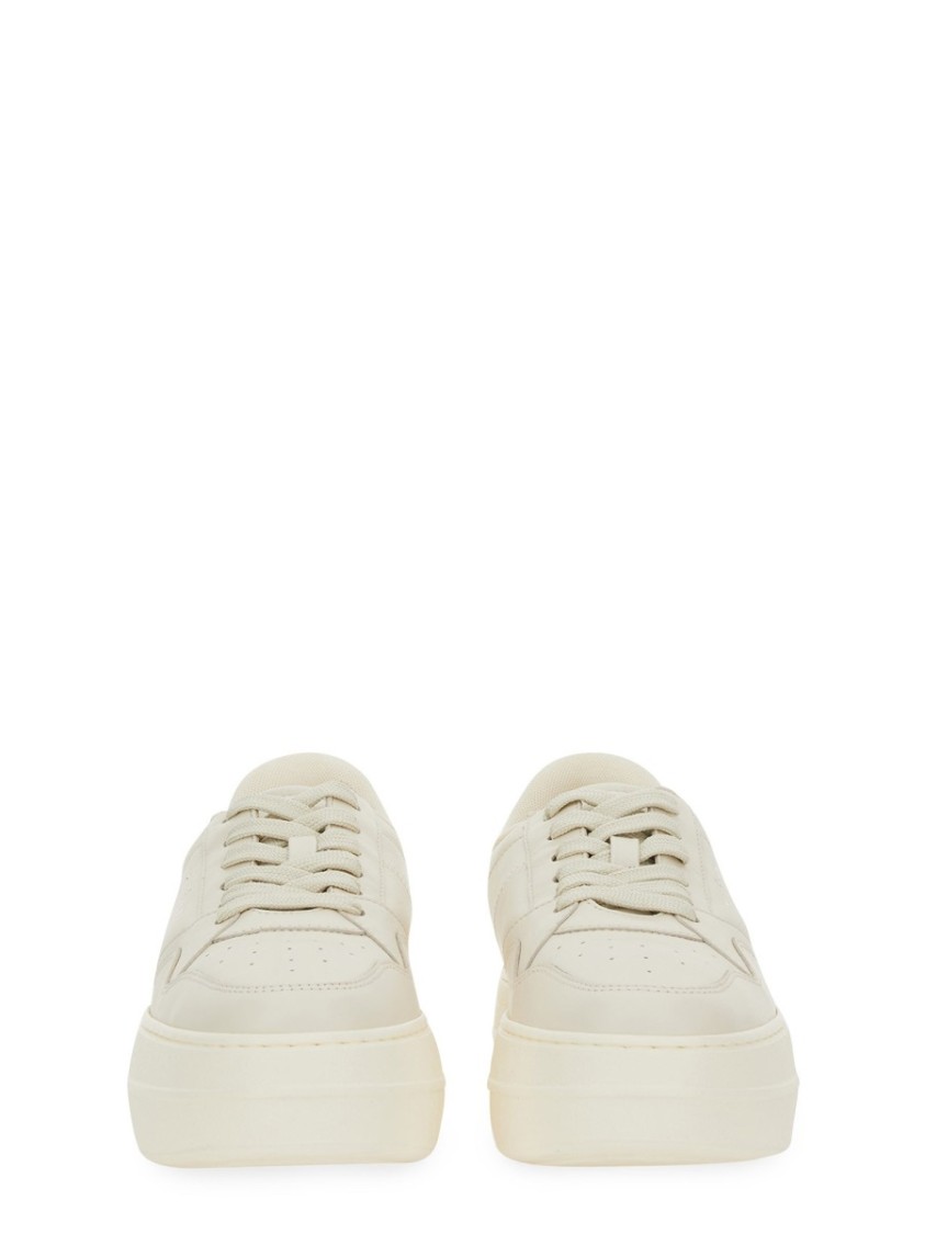 Hogan Calfskin Sneakers With Panel Design And Embossed Tongue In White