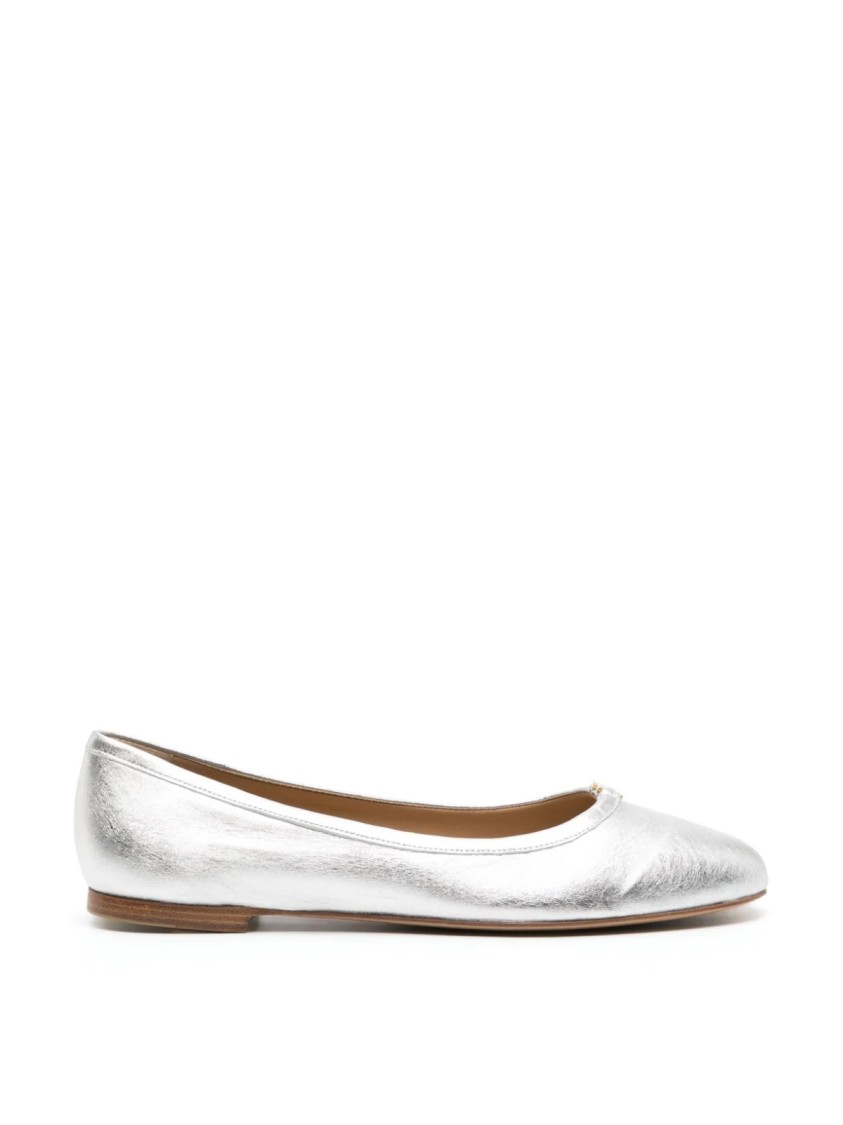 Chloé Marcie Metallic Leather Ballerina Flats In White