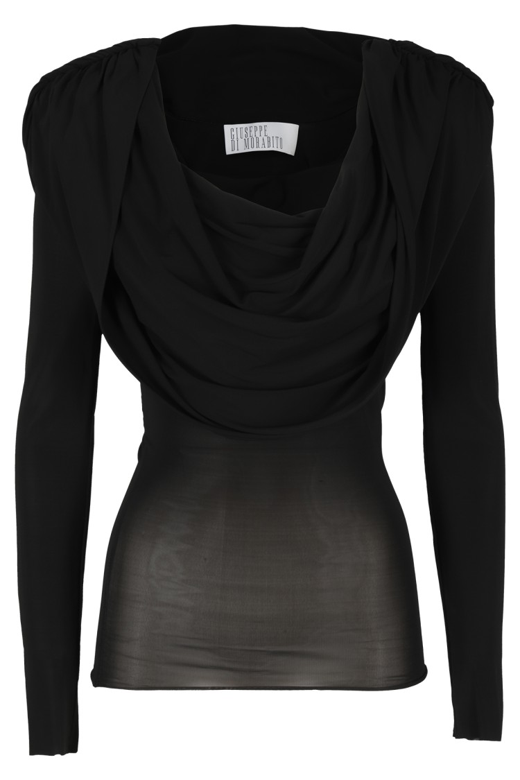 Giuseppe Di Morabito Hooded Sweater With Overlapping Fabric Detail In Black