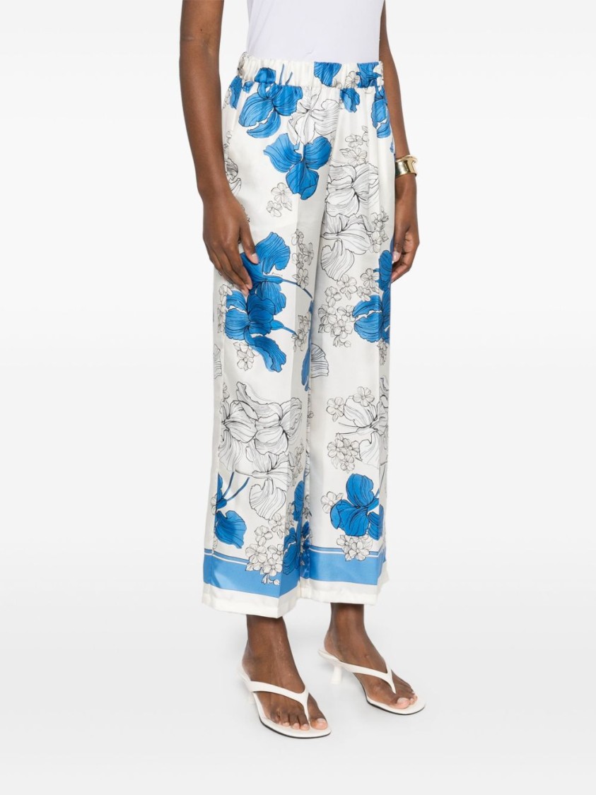 Shop P.a.r.o.s.h Parosh Serenella Floral Print Wide-leg Trousers In White