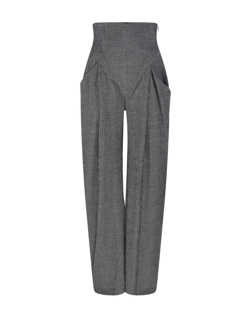 Alessandro Vigilante High-waisted Wide-leg Pants With Pleated Detailing In Grey