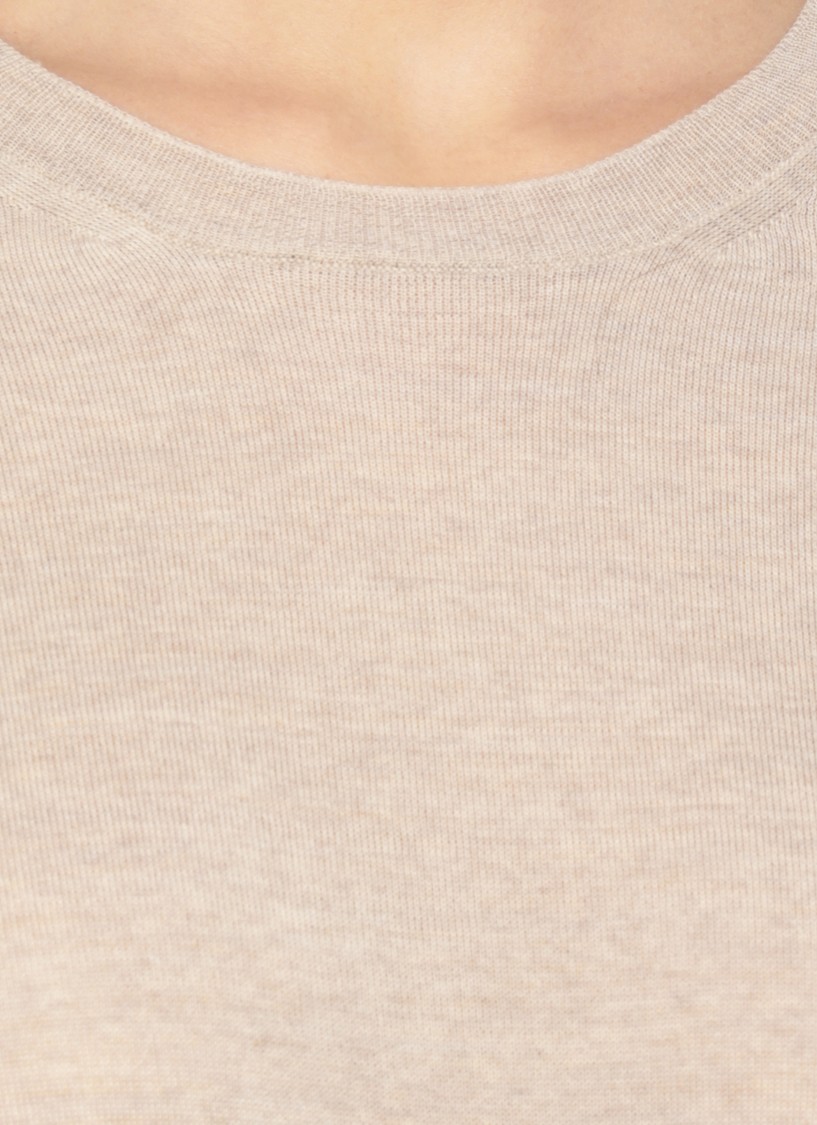 Golden Goose Lightweight Wool Crewneck Sweater With Ribbed Trims In Neutral