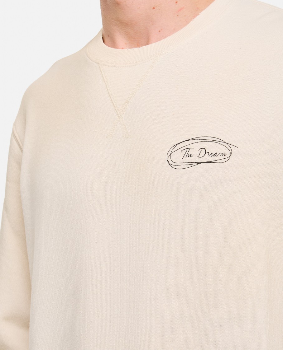 Golden Goose Organic Cotton Sweatshirt With Front And Back Print In Neutrals