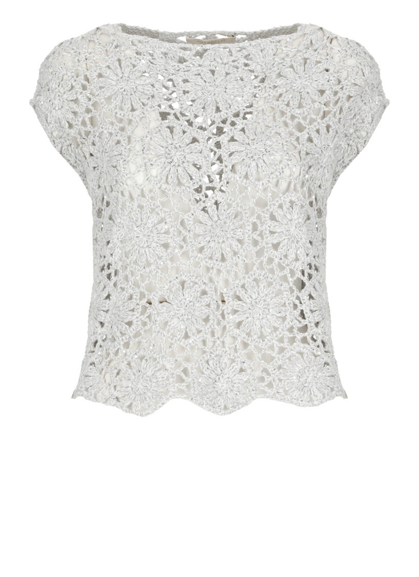 Antonelli Silver Linen And Cotton Knit Top