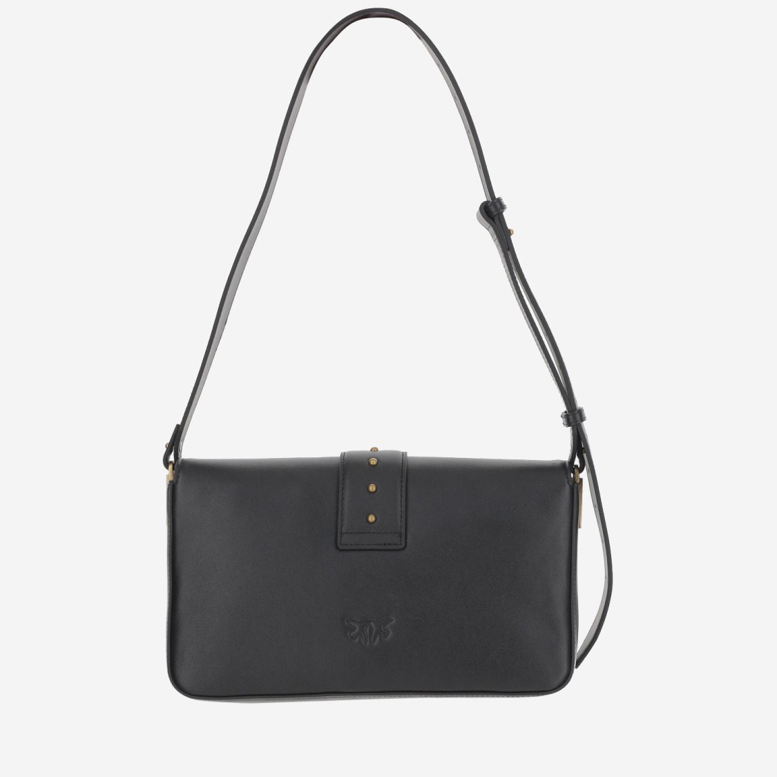 Shop Pinko Logo Leather Shoulder Bag In Black