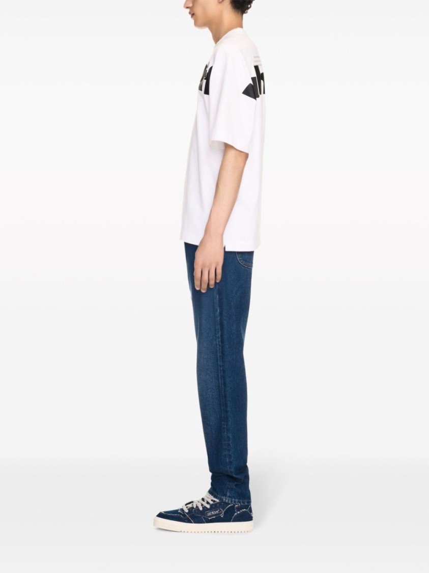 Shop Off-white Blue Jeans With Logo