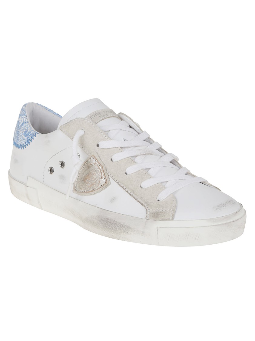 Philippe Model Leather Sneakers With Suede Accents In White