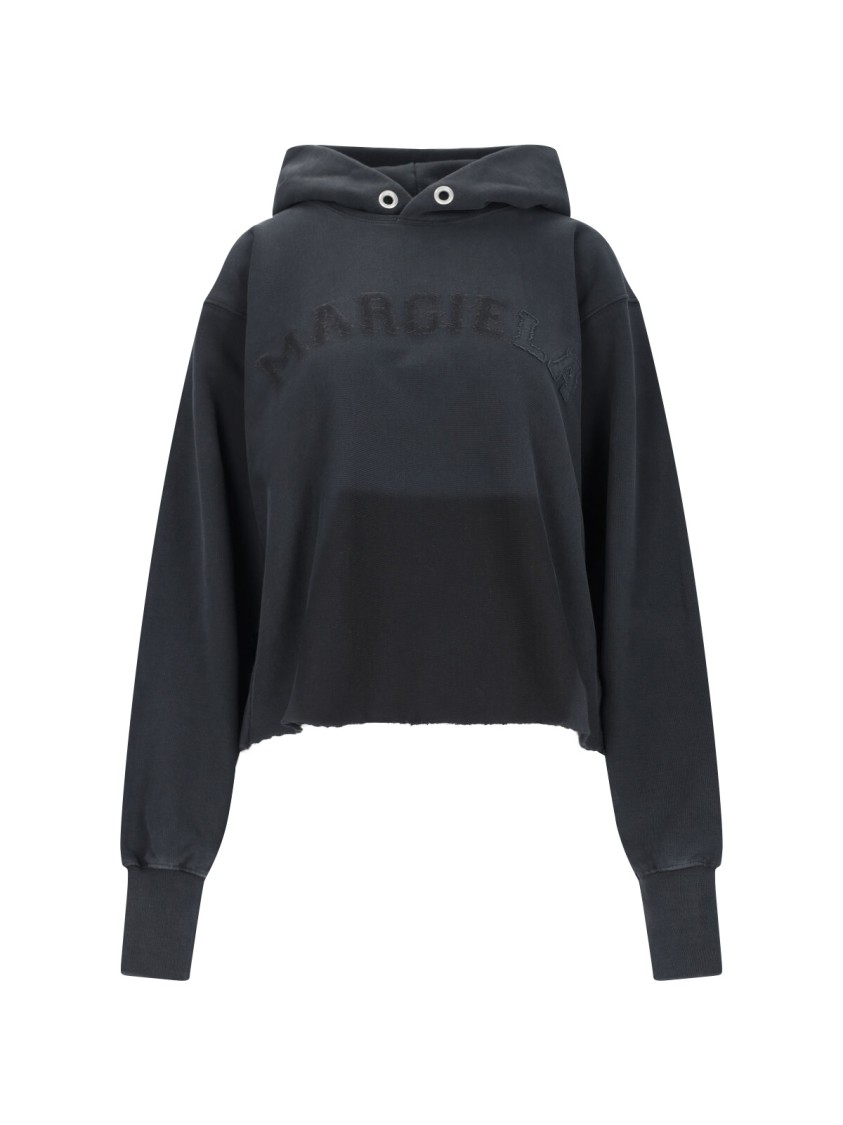 Maison Margiela Embroidered Logo Jersey Cropped Hoodie