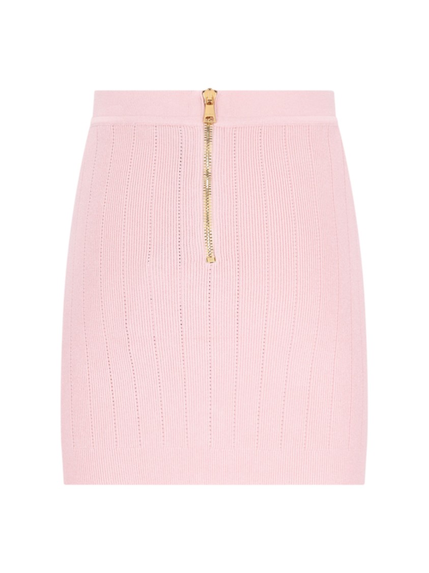 Balmain Knitted Mini Skirt With Embossed Buttons