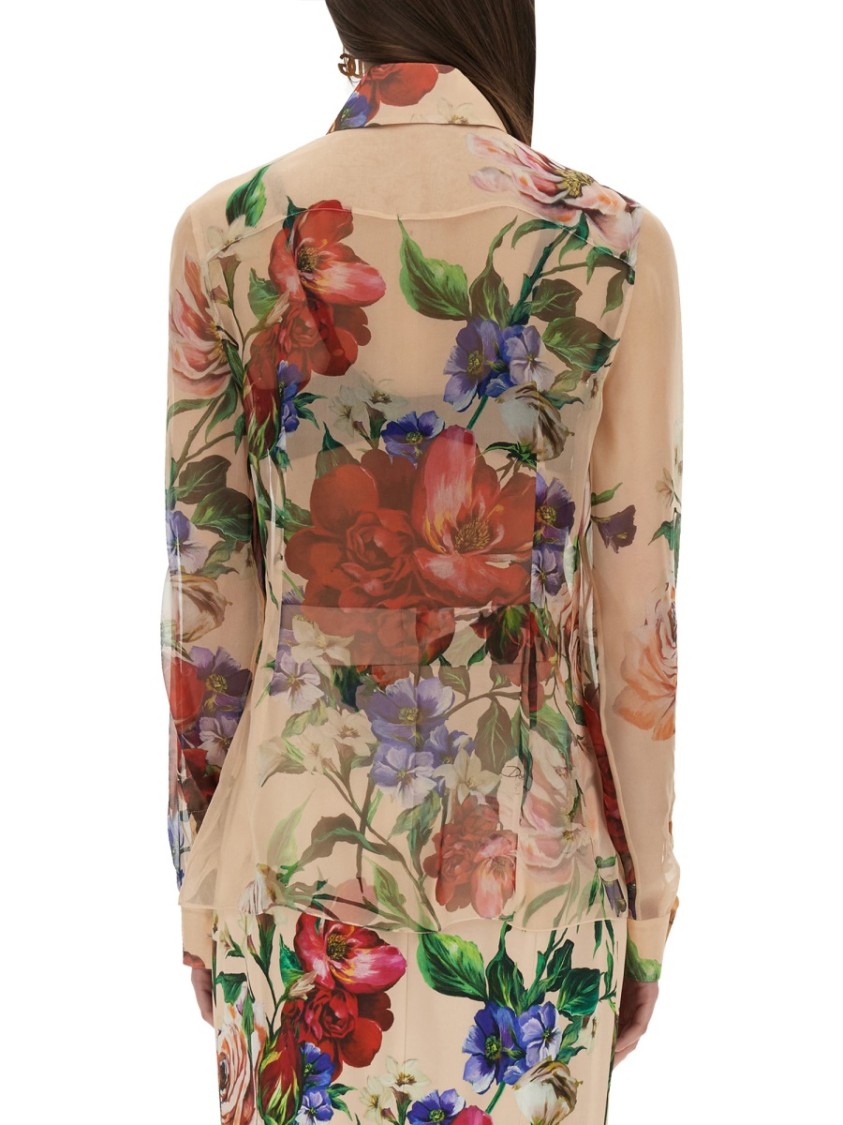 Shop Dolce & Gabbana Flower Print Chiffon Shirt