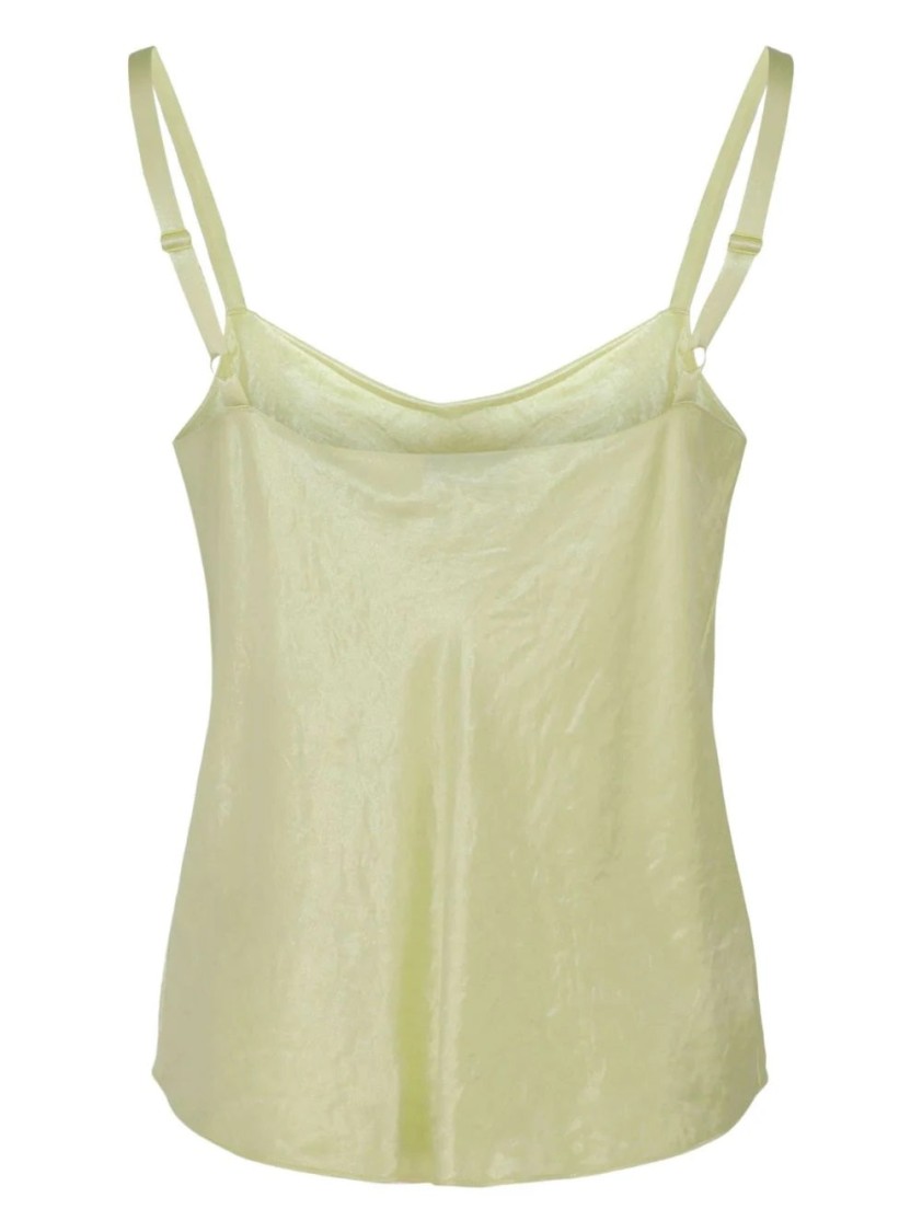 Vince Draped Gold Cowl Neck Camisole In Green
