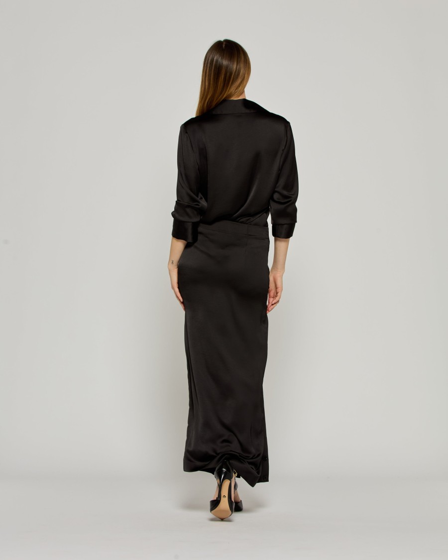 Serena Bute Button Through Skirt - Black In Black