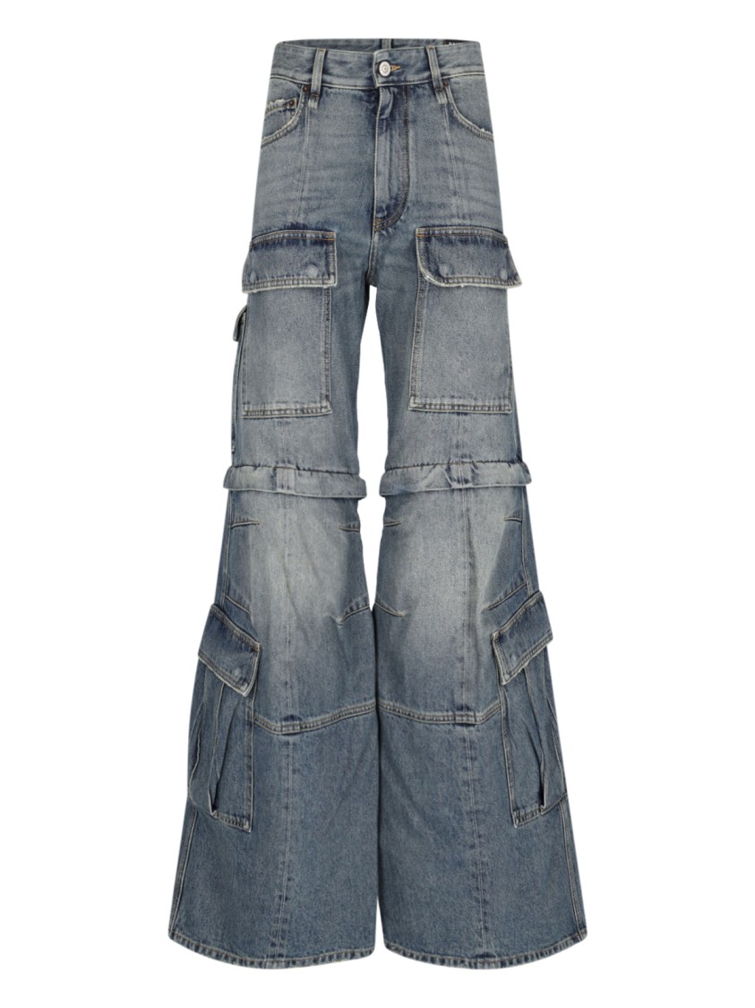 Balenciaga Blue Cargo Flared Jeans In Blue