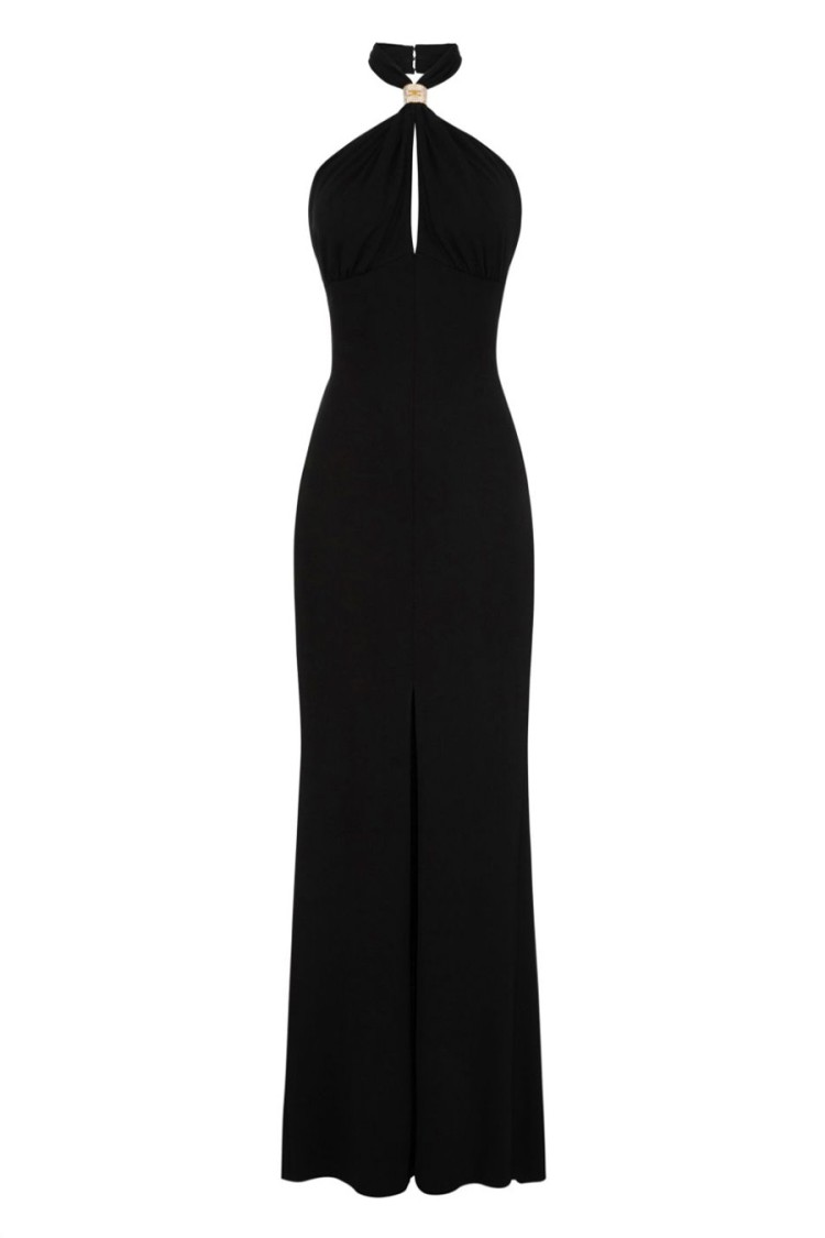 Elisabetta Franchi Knotted Back Halter Neckline Floor-length Dress