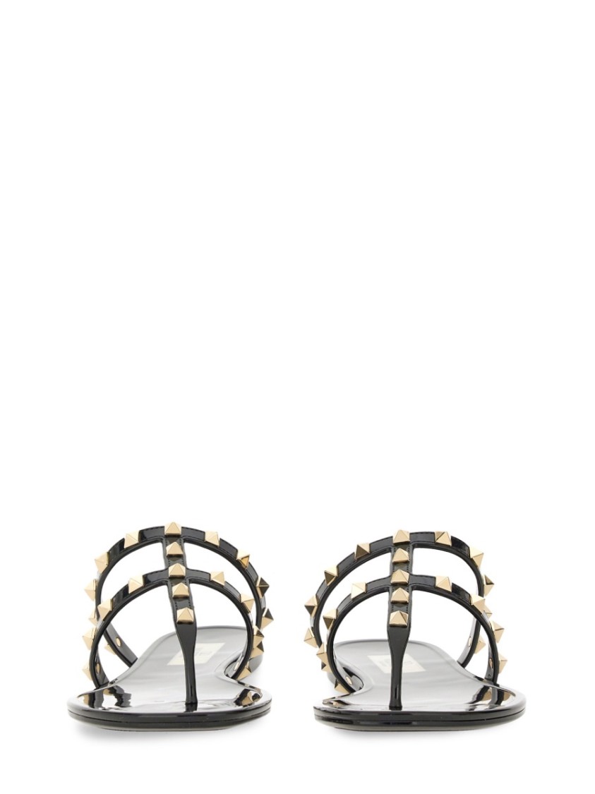 Valentino Rockstud T-strap Flat Slide Sandals