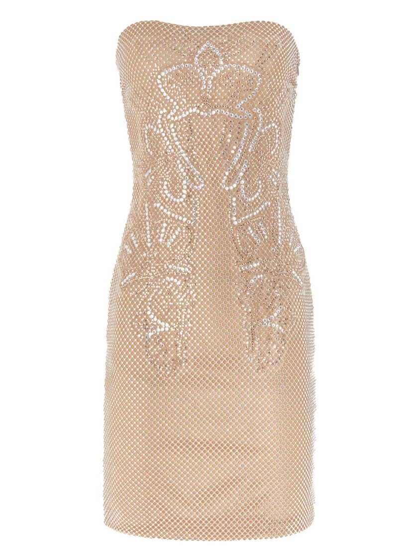 GENNY GENNY STRAPLESS FITTED GENNY DRESS WITH EMBELLISHMENTS 