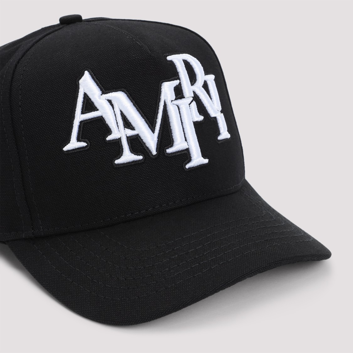 Amiri Structured Black Cotton Cap With Bold Embroidered Detailing In Black