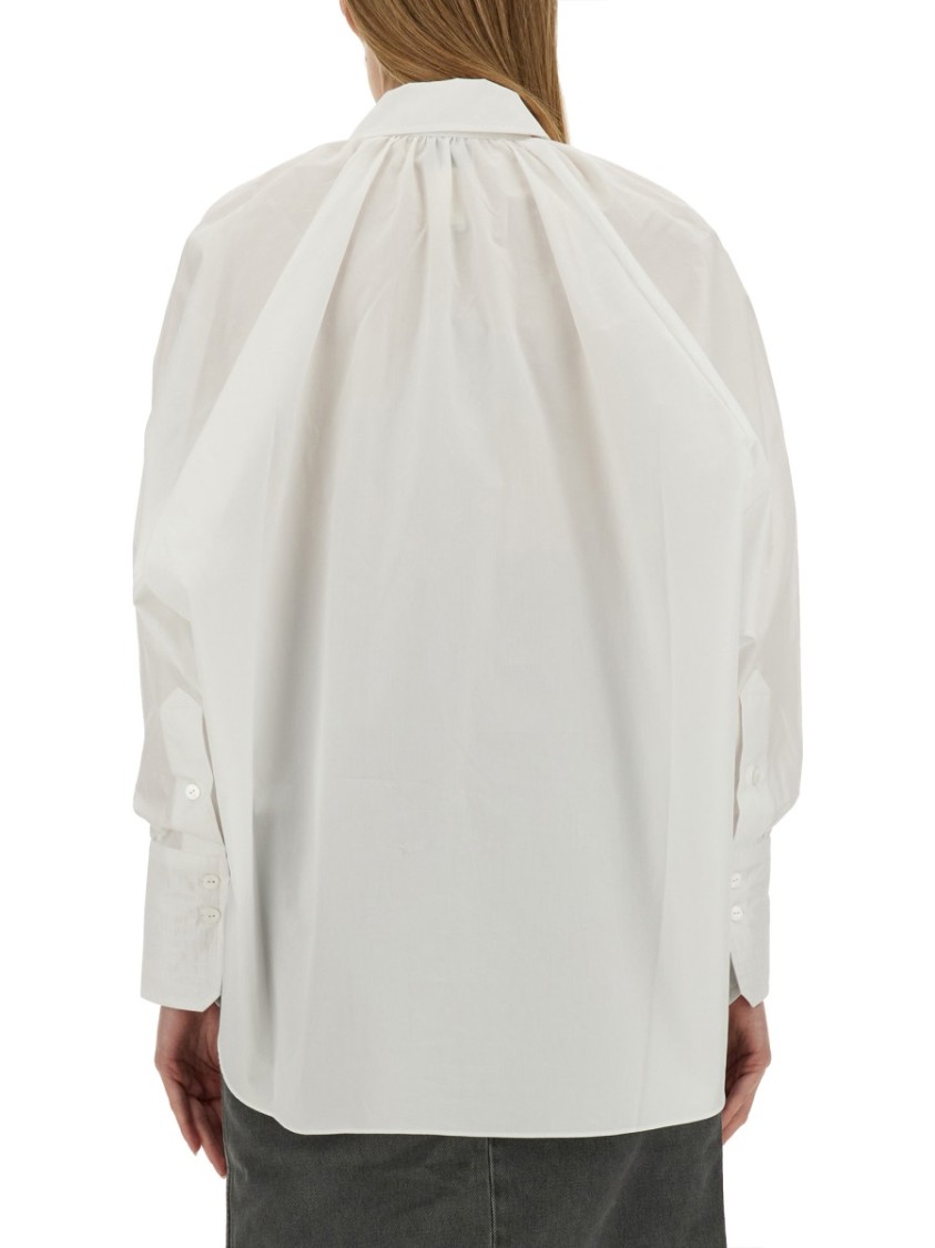 Patou Relaxed Fit Cotton Blouse With High Neck In White