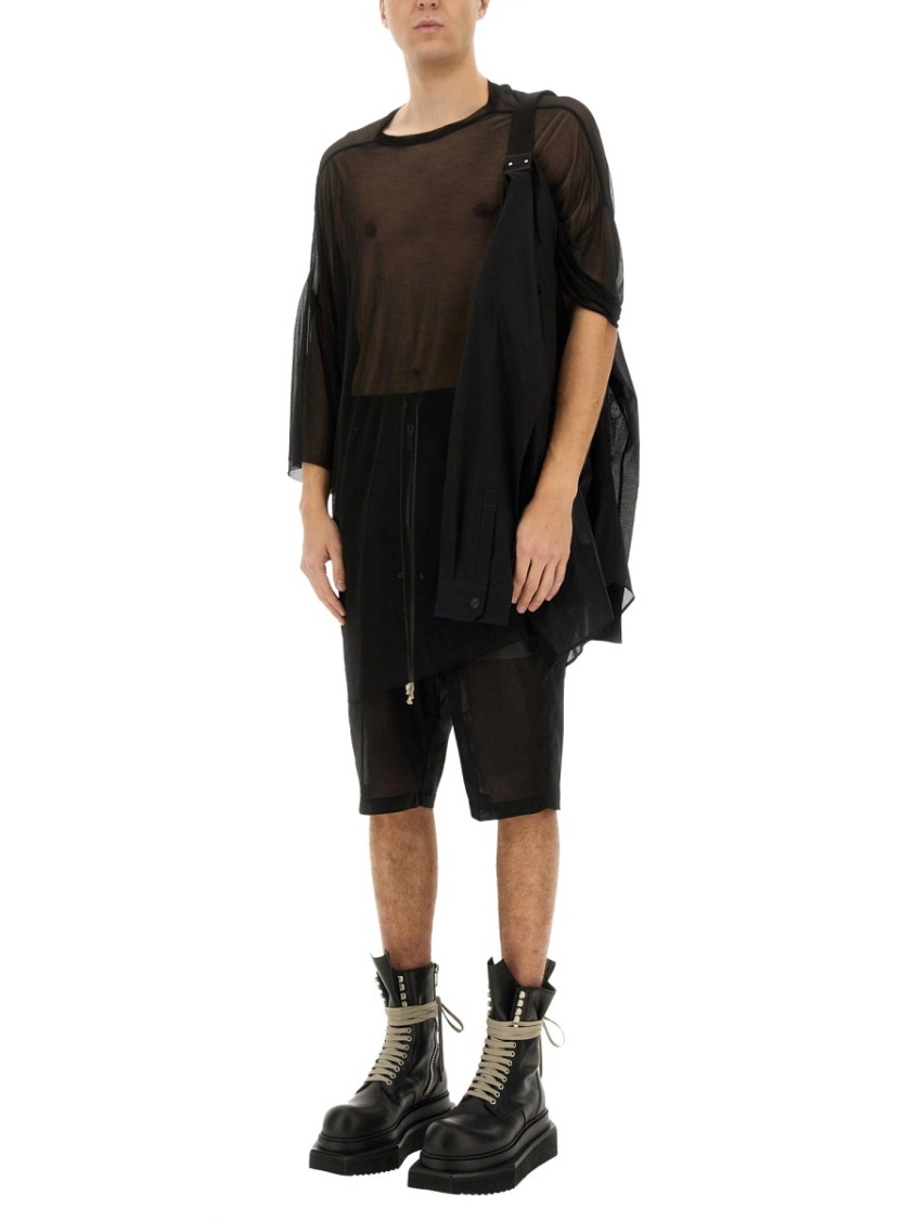 Rick Owens Drawstring Knee Length Shorts With Button Detailing In Black