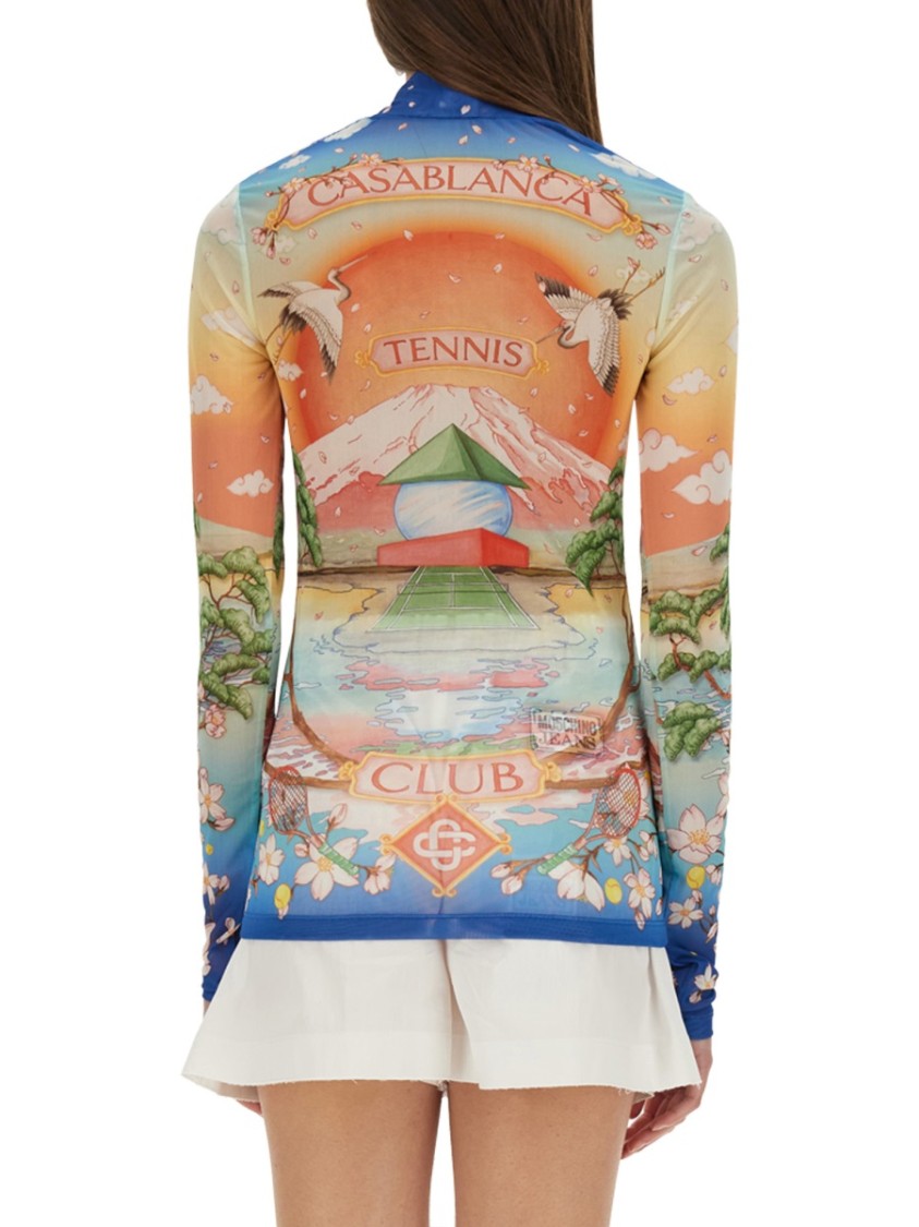 Casablanca Graphic Print High Neck Stretch Top