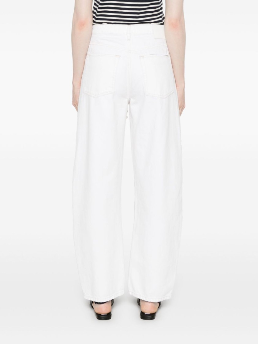 Shop Frame Rhinestone-embellished White Cotton Straight Jeans