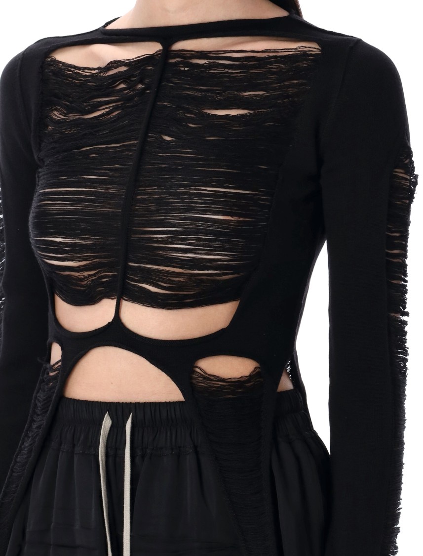 Rick Owens Black Wool Top In Black
