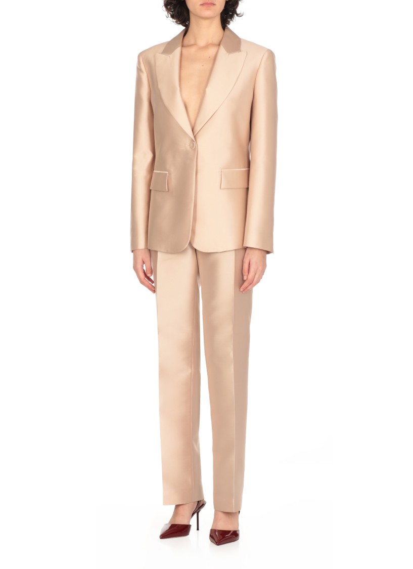ALBERTA FERRETTI ALBERTA FERRETTI IVORY SILK BLEND BLAZER