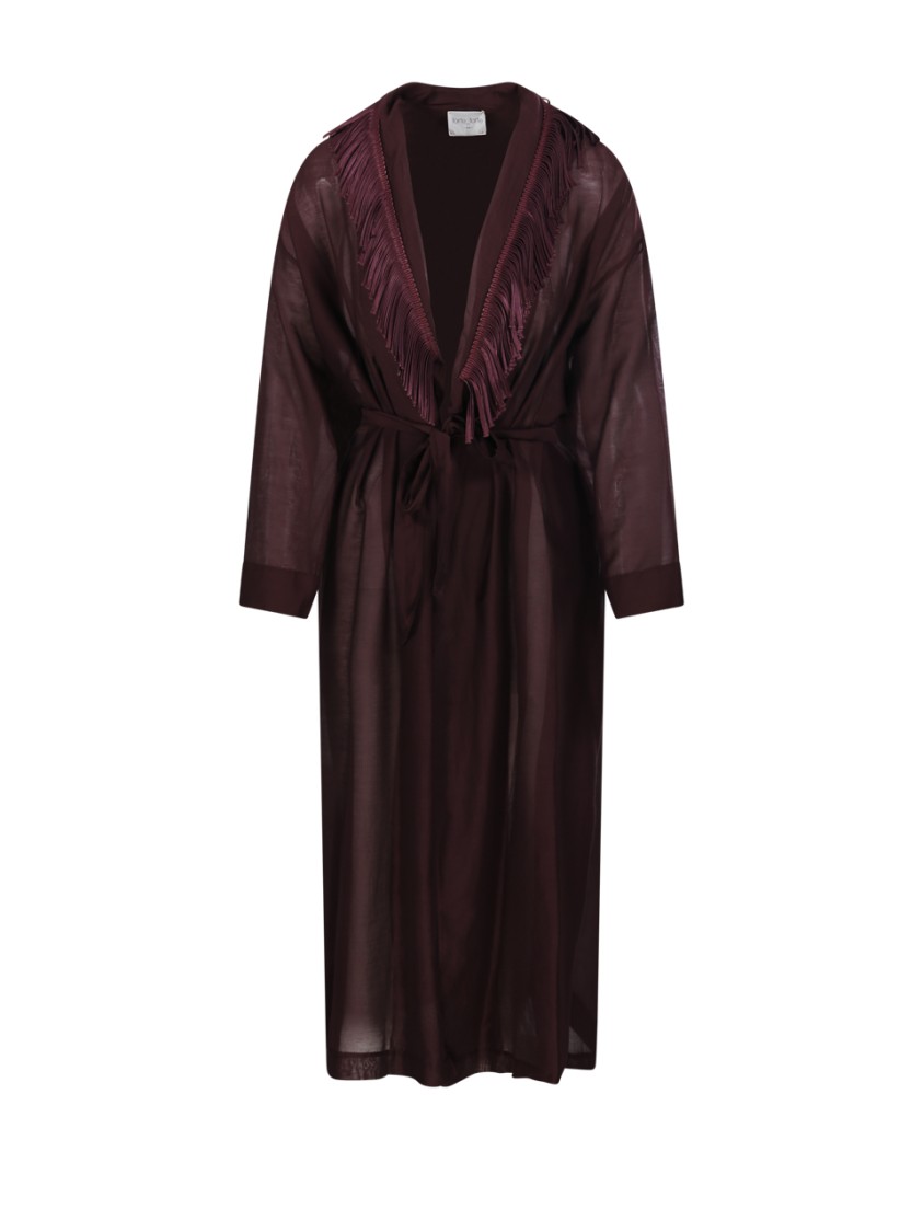 Shop Forte Forte Fringed Gown In Burgundy