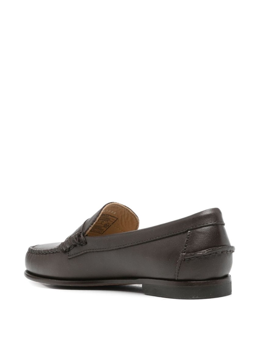 Sebago Leather Moc Stitching Penny Slot Loafers In Brown