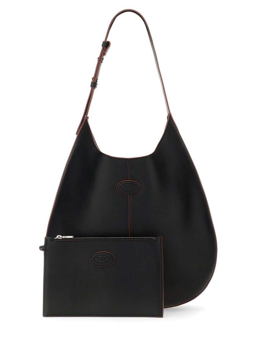 Shop Tod's Soft Calfskin Hobo Bag In Black