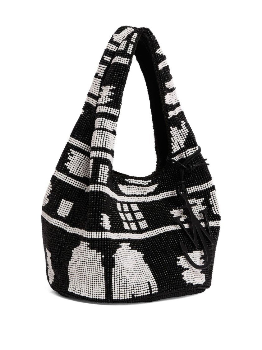 Jw Anderson J. W. Anderson Textured Hobo Bag With Striking Black In Black