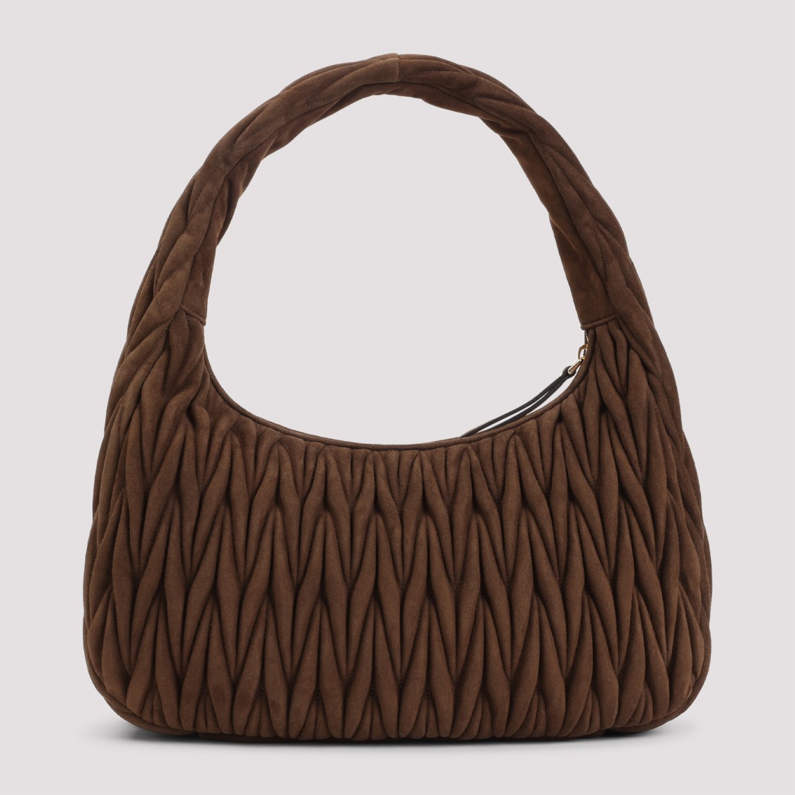 Miu Miu Quilted Suede Handbag With Spacious Interior