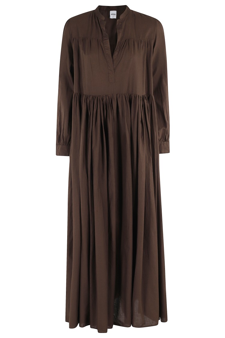 Aspesi Wide Poplin Maxi Dress With V-neck