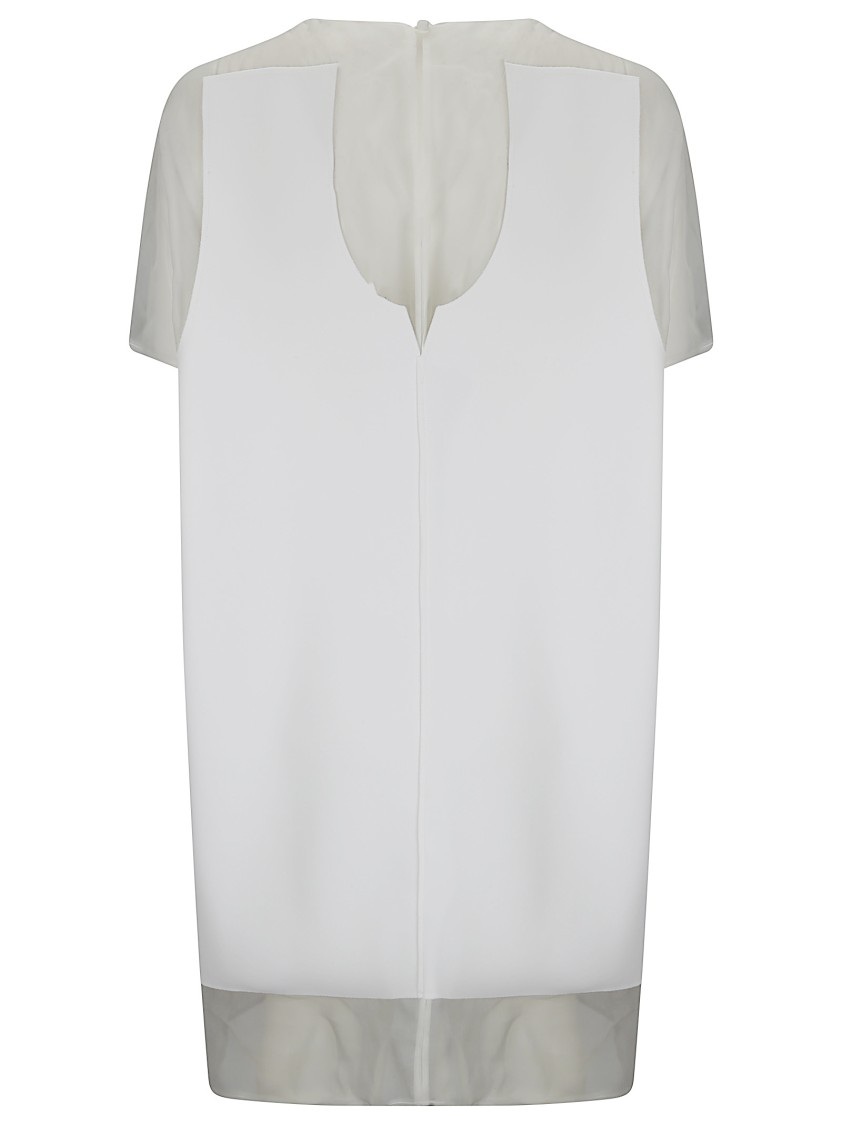 Khaite White Panel Midi Dress With Sheer Inserts