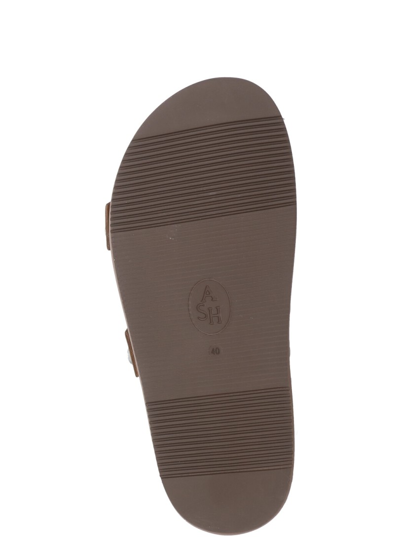 Ash Ultra Tan Leather Studded Two Bar Mules In Brown