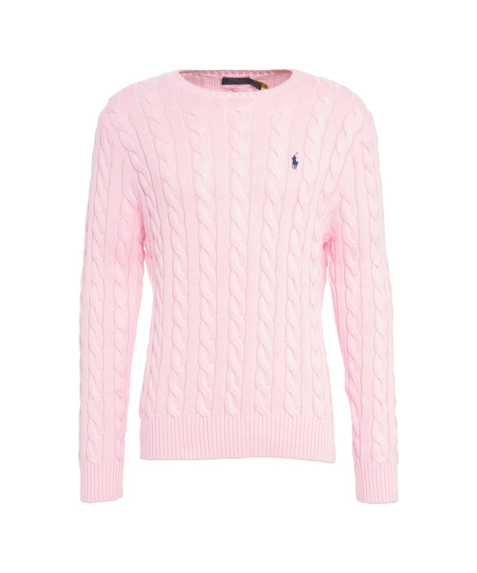 Shop Polo Ralph Lauren Textured Cable Knit Sweater With Logo Embroidery