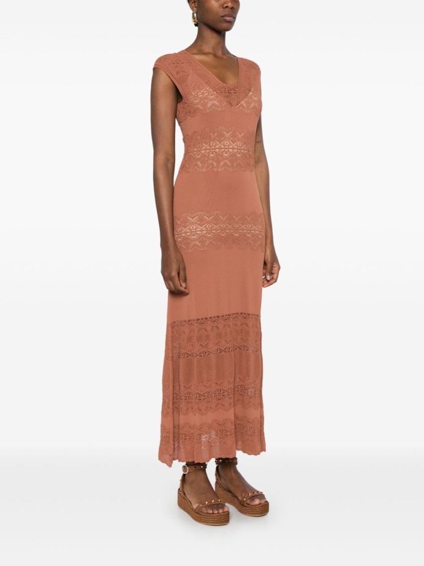 Twinset Twin-set Maxi Dress With Deep V-neckline