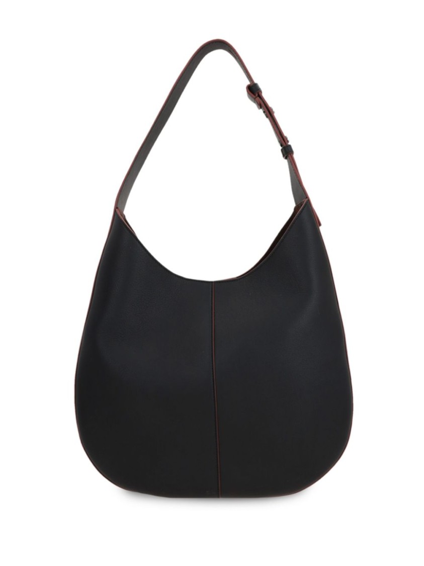 Tod's Calfskin Black Shoulder Bag With Adjustable Strap In Black