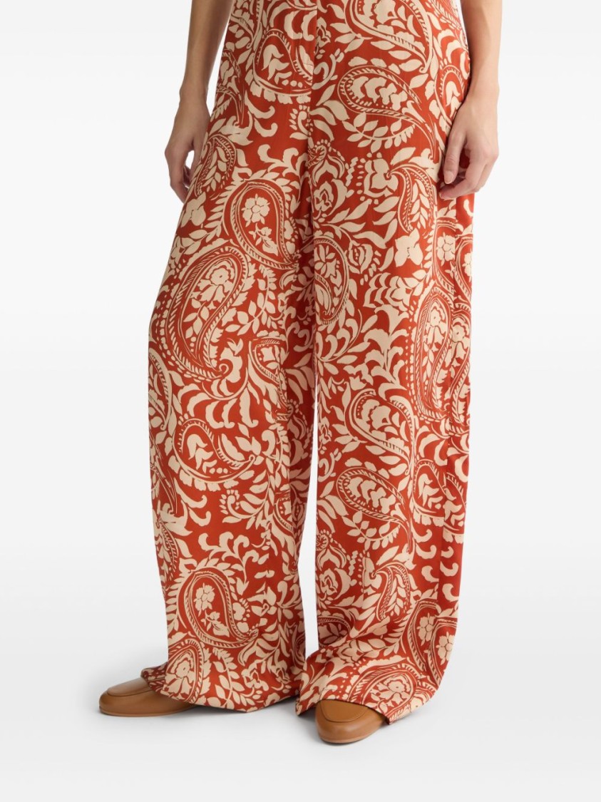 Liu •jo Liu Jo Relaxed Fit Brown Trousers With Paisley Print In Multi