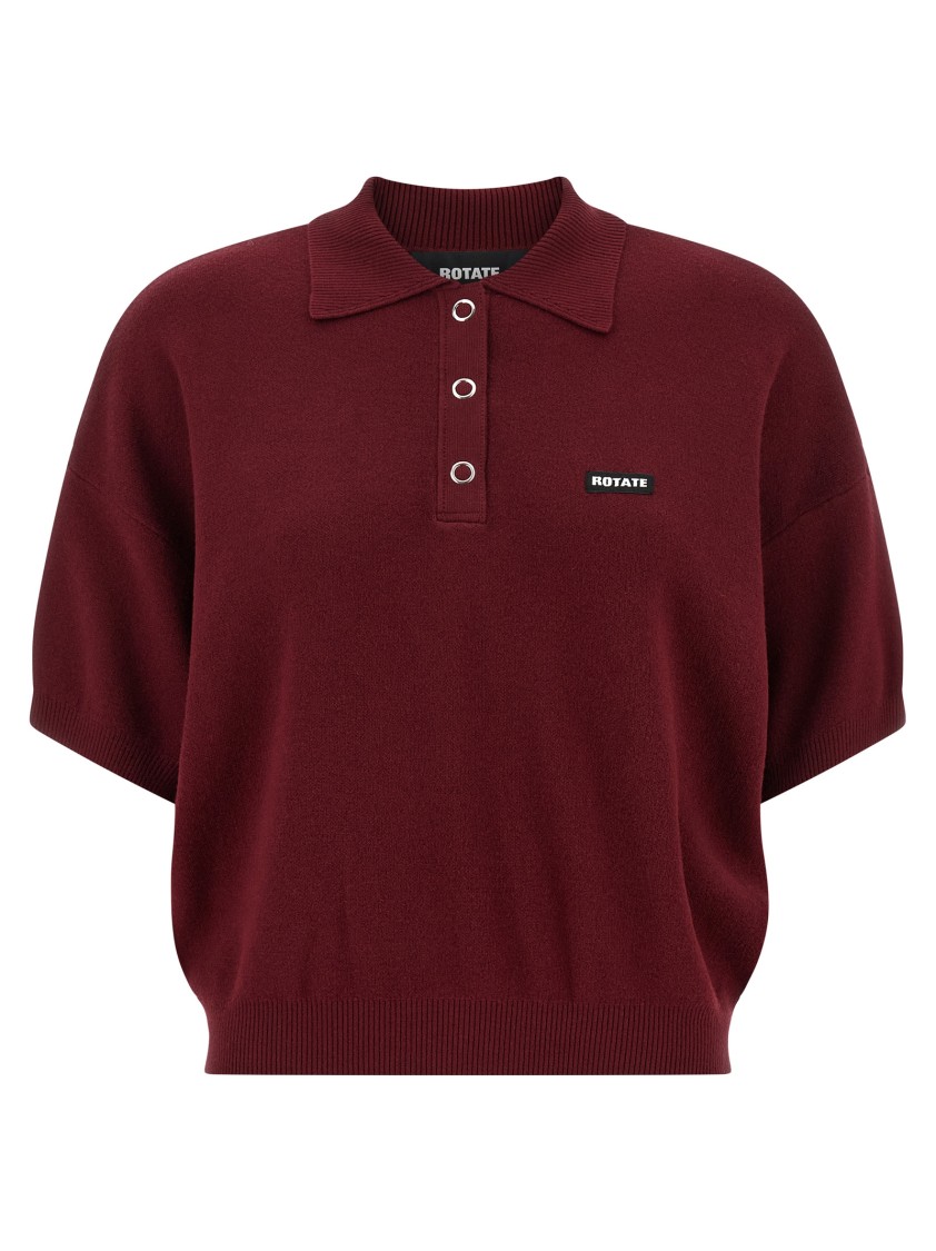 Rotate Birger Christensen 'slinky Knit' Polo Shirt In Black