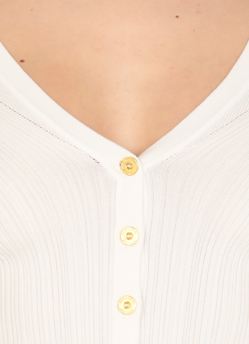 ELISABETTA FRANCHI ELISABETTA FRANCHI IVORY VISCOSE BLEND CARDIGAN