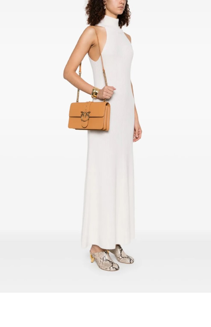 Pinko Love One Classic Leather Shoulder Bag