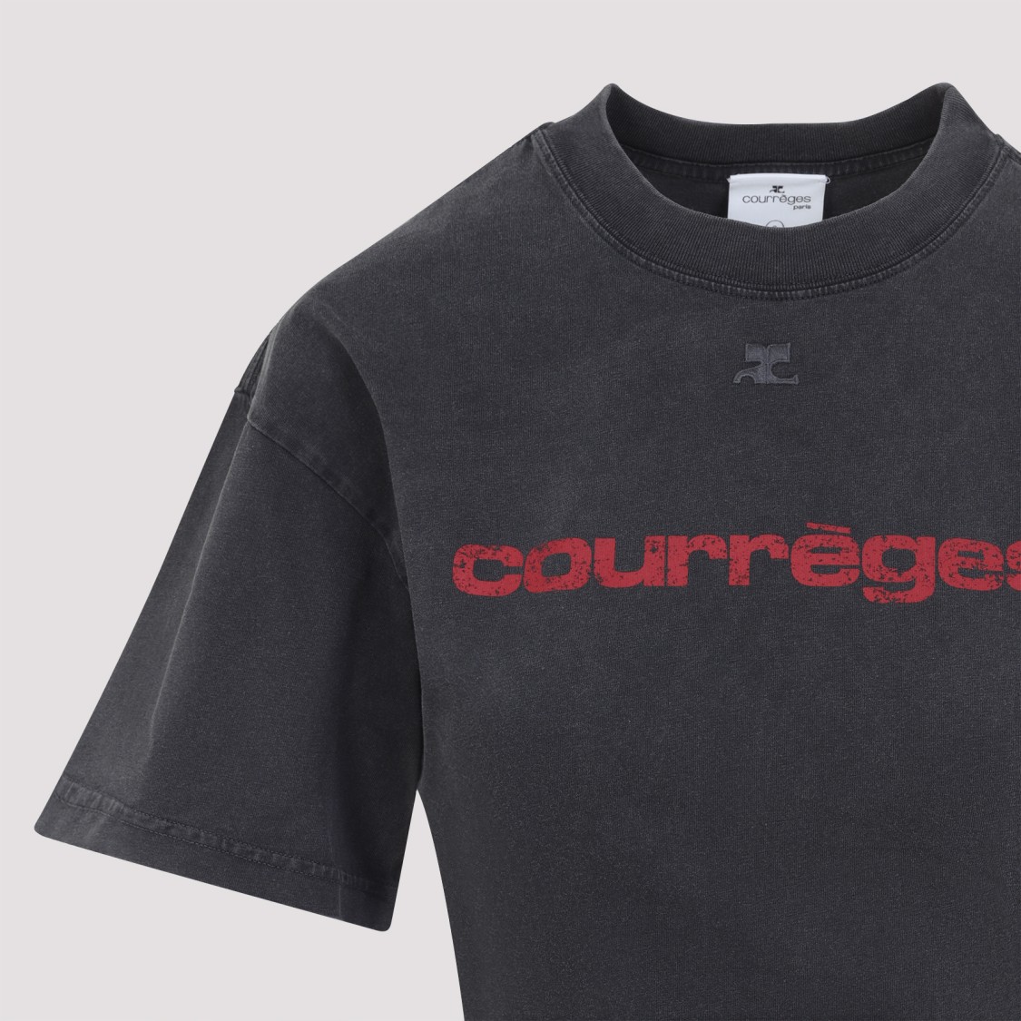 Shop Courrèges Relaxed Fit Crew Neck T-shirt In Black